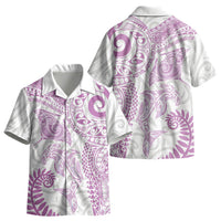 Aotearoa Maori Sea Animals Tribal Kid Hawaiian Shirt Manta Ray and Shark Moko Pattern Pink Color LT03 - Polynesian Pride