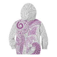 Aotearoa Maori Sea Animals Tribal Kid Hoodie Manta Ray and Shark Moko Pattern Pink Color LT03 - Polynesian Pride