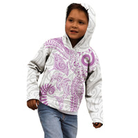 Aotearoa Maori Sea Animals Tribal Kid Hoodie Manta Ray and Shark Moko Pattern Pink Color LT03 - Polynesian Pride
