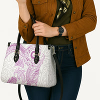 Aotearoa Maori Sea Animals Tribal Leather Bag Manta Ray and Shark Moko Pattern Pink Color