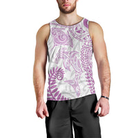 Aotearoa Maori Sea Animals Tribal Men Tank Top Manta Ray and Shark Moko Pattern Pink Color LT03 - Polynesian Pride