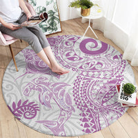 Aotearoa Maori Sea Animals Tribal Round Carpet Manta Ray and Shark Moko Pattern Pink Color LT03 - Polynesian Pride