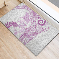 Aotearoa Maori Sea Animals Tribal Rubber Doormat Manta Ray and Shark Moko Pattern Pink Color