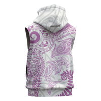 Aotearoa Maori Sea Animals Tribal Sleeveless Zip Hoodie Manta Ray and Shark Moko Pattern Pink Color LT03 - Polynesian Pride