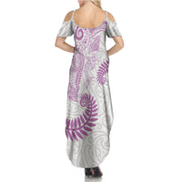Aotearoa Maori Sea Animals Tribal Summer Maxi Dress Manta Ray and Shark Moko Pattern Pink Color LT03 - Polynesian Pride