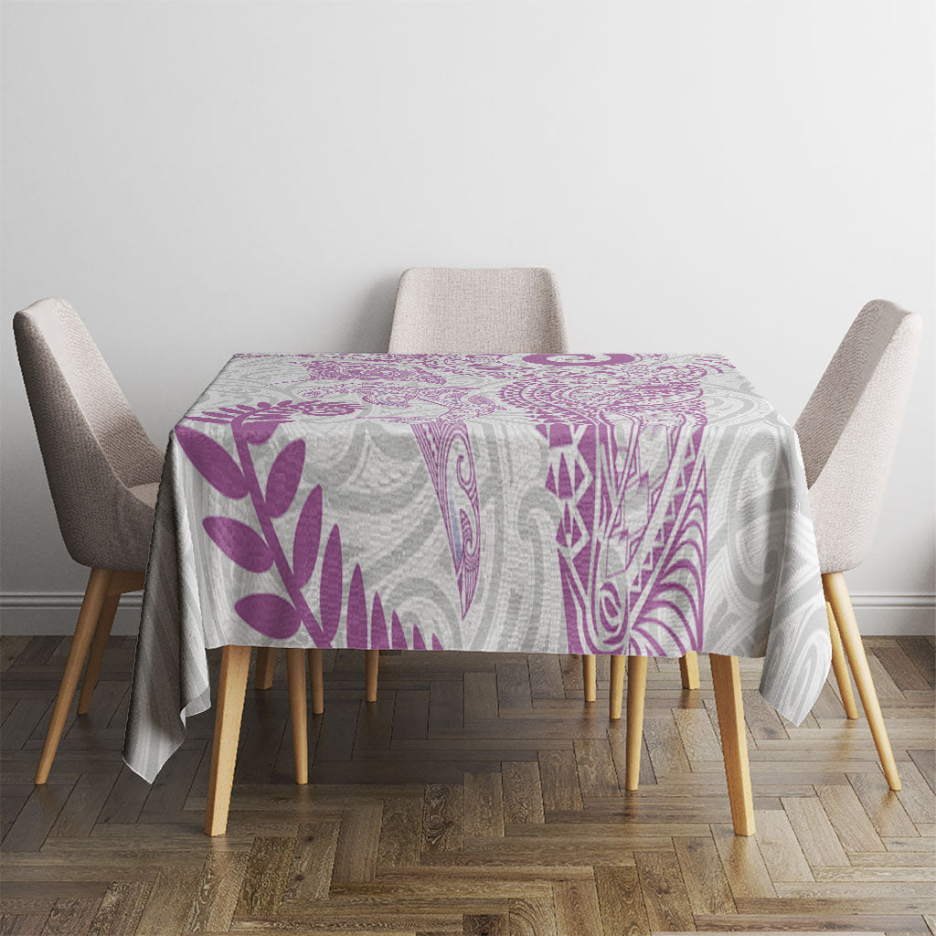 Aotearoa Maori Sea Animals Tribal Tablecloth Manta Ray and Shark Moko Pattern Pink Color