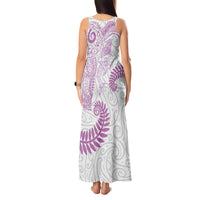 Aotearoa Maori Sea Animals Tribal Tank Maxi Dress Manta Ray and Shark Moko Pattern Pink Color LT03 - Polynesian Pride
