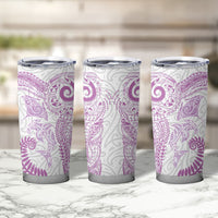 Aotearoa Maori Sea Animals Tribal Tumbler Cup Manta Ray and Shark Moko Pattern Pink Color LT03 - Polynesian Pride