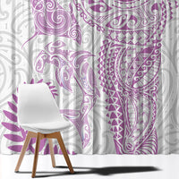 Aotearoa Maori Sea Animals Tribal Window Curtain Manta Ray and Shark Moko Pattern Pink Color