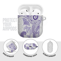 Aotearoa Maori Sea Animals Tribal AirPods Case Manta Ray and Shark Moko Pattern Purple Color LT03 - Polynesian Pride