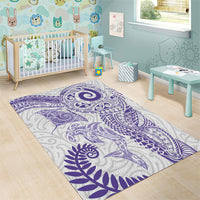 Aotearoa Maori Sea Animals Tribal Area Rug Manta Ray and Shark Moko Pattern Purple Color LT03 - Polynesian Pride