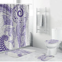 Aotearoa Maori Sea Animals Tribal Bathroom Set Manta Ray and Shark Moko Pattern Purple Color
