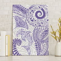 Aotearoa Maori Sea Animals Tribal Canvas Wall Art Manta Ray and Shark Moko Pattern Purple Color LT03 Without Frame Purple - Polynesian Pride