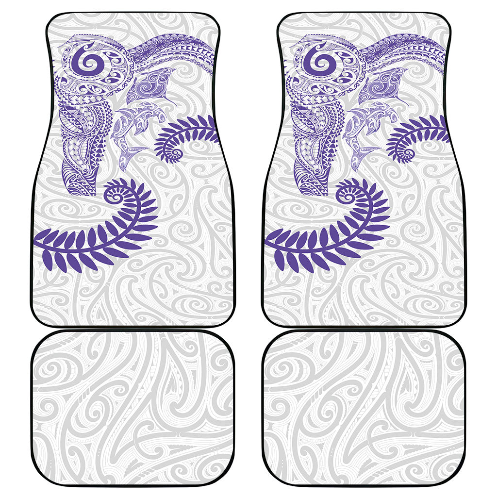 Aotearoa Maori Sea Animals Tribal Car Mats Manta Ray and Shark Moko Pattern Purple Color LT03 - Polynesian Pride