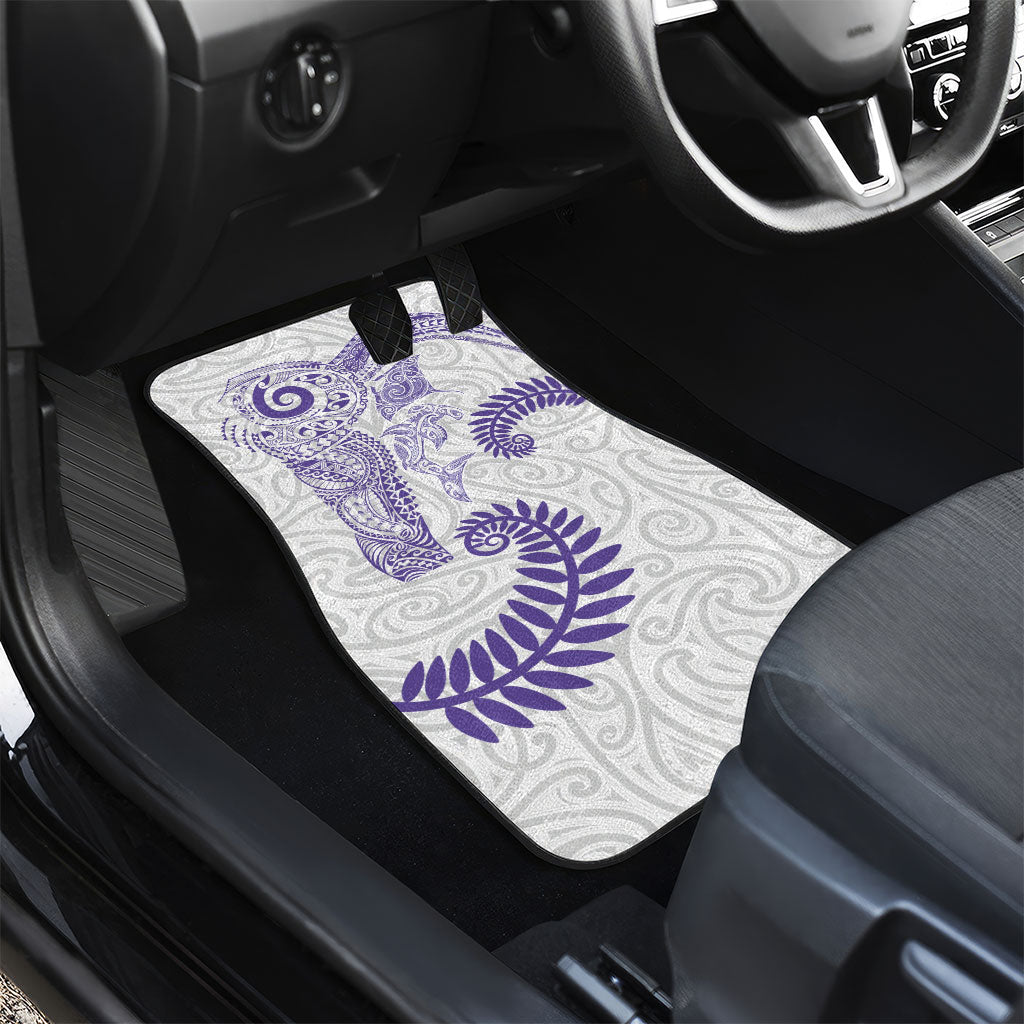 Aotearoa Maori Sea Animals Tribal Car Mats Manta Ray and Shark Moko Pattern Purple Color LT03 - Polynesian Pride