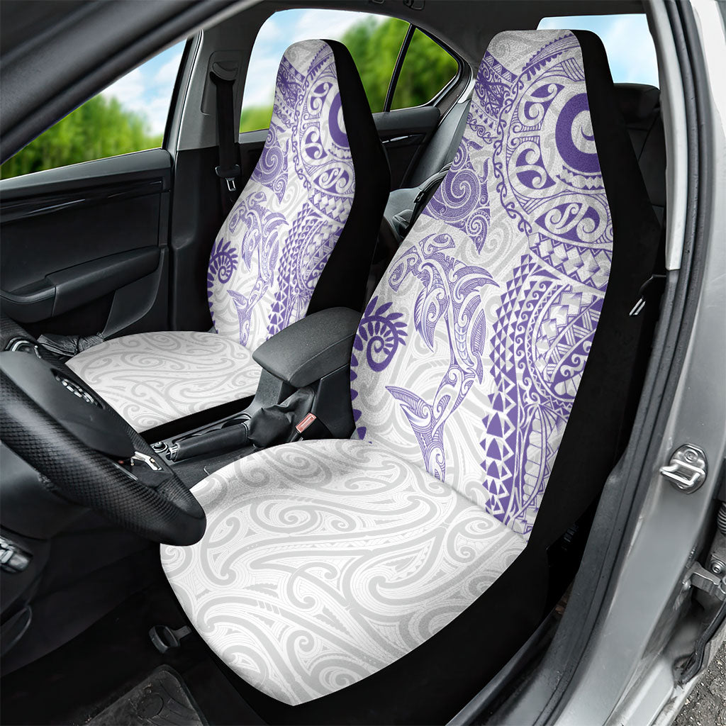 Aotearoa Maori Sea Animals Tribal Car Seat Cover Manta Ray and Shark Moko Pattern Purple Color LT03 - Polynesian Pride
