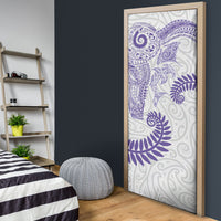 Aotearoa Maori Sea Animals Tribal Door Cover Manta Ray and Shark Moko Pattern Purple Color LT03 - Polynesian Pride