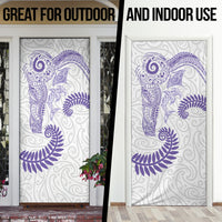 Aotearoa Maori Sea Animals Tribal Door Cover Manta Ray and Shark Moko Pattern Purple Color LT03 - Polynesian Pride