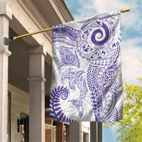 Aotearoa Maori Sea Animals Tribal Garden Flag Manta Ray and Shark Moko Pattern Purple Color LT03 House Flag Purple - Polynesian Pride