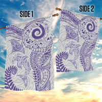 Aotearoa Maori Sea Animals Tribal Garden Flag Manta Ray and Shark Moko Pattern Purple Color LT03 - Polynesian Pride