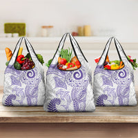 Aotearoa Maori Sea Animals Tribal Grocery Bag Manta Ray and Shark Moko Pattern Purple Color LT03 3-pack One Size Purple - Polynesian Pride