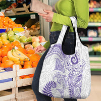 Aotearoa Maori Sea Animals Tribal Grocery Bag Manta Ray and Shark Moko Pattern Purple Color LT03 - Polynesian Pride