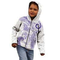 Aotearoa Maori Sea Animals Tribal Kid Hoodie Manta Ray and Shark Moko Pattern Purple Color LT03 - Polynesian Pride