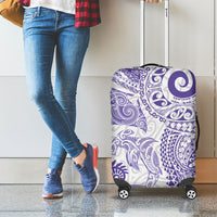 Aotearoa Maori Sea Animals Tribal Luggage Cover Manta Ray and Shark Moko Pattern Purple Color LT03 - Polynesian Pride
