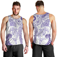 Aotearoa Maori Sea Animals Tribal Men Tank Top Manta Ray and Shark Moko Pattern Purple Color LT03 - Polynesian Pride