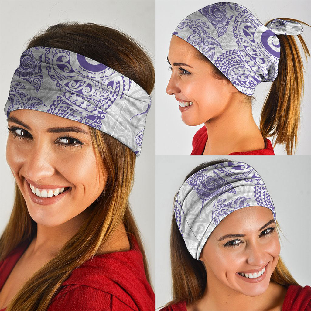 Aotearoa Maori Sea Animals Tribal Neck Gaiter Manta Ray and Shark Moko Pattern Purple Color LT03 - Polynesian Pride