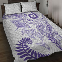 Aotearoa Maori Sea Animals Tribal Quilt Bed Set Manta Ray and Shark Moko Pattern Purple Color LT03 Purple - Polynesian Pride