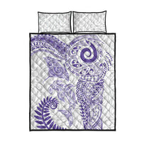 Aotearoa Maori Sea Animals Tribal Quilt Bed Set Manta Ray and Shark Moko Pattern Purple Color LT03 - Polynesian Pride