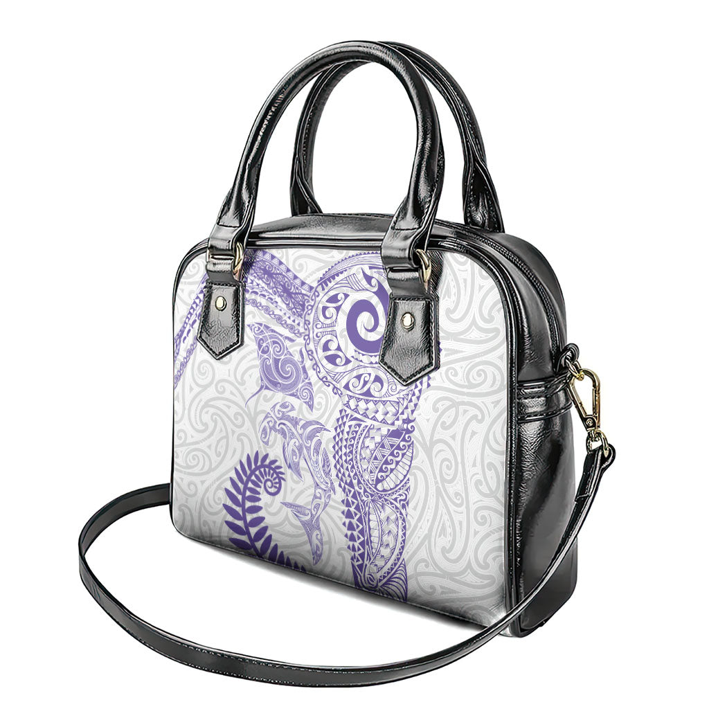 Aotearoa Maori Sea Animals Tribal Shoulder Handbag Manta Ray and Shark Moko Pattern Purple Color LT03 - Polynesian Pride