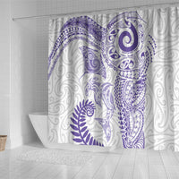 Aotearoa Maori Sea Animals Tribal Shower Curtain Manta Ray and Shark Moko Pattern Purple Color LT03 - Polynesian Pride