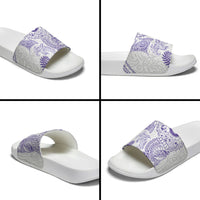 Aotearoa Maori Sea Animals Tribal Slide Sandals Manta Ray and Shark Moko Pattern Purple Color LT03 - Polynesian Pride