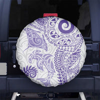 Aotearoa Maori Sea Animals Tribal Spare Tire Cover Manta Ray and Shark Moko Pattern Purple Color LT03 No hole Purple - Polynesian Pride