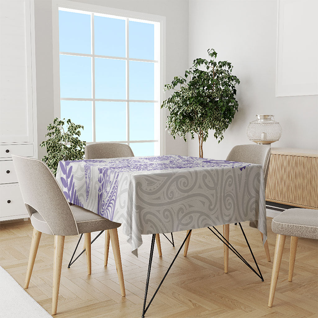 Aotearoa Maori Sea Animals Tribal Tablecloth Manta Ray and Shark Moko Pattern Purple Color