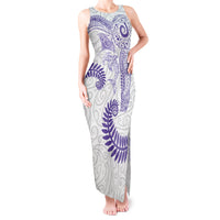 Aotearoa Maori Sea Animals Tribal Tank Maxi Dress Manta Ray and Shark Moko Pattern Purple Color LT03 Women Purple - Polynesian Pride