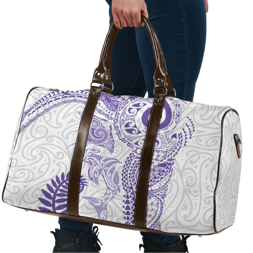 Aotearoa Maori Sea Animals Tribal Travel Bag Manta Ray and Shark Moko Pattern Purple Color LT03 - Polynesian Pride