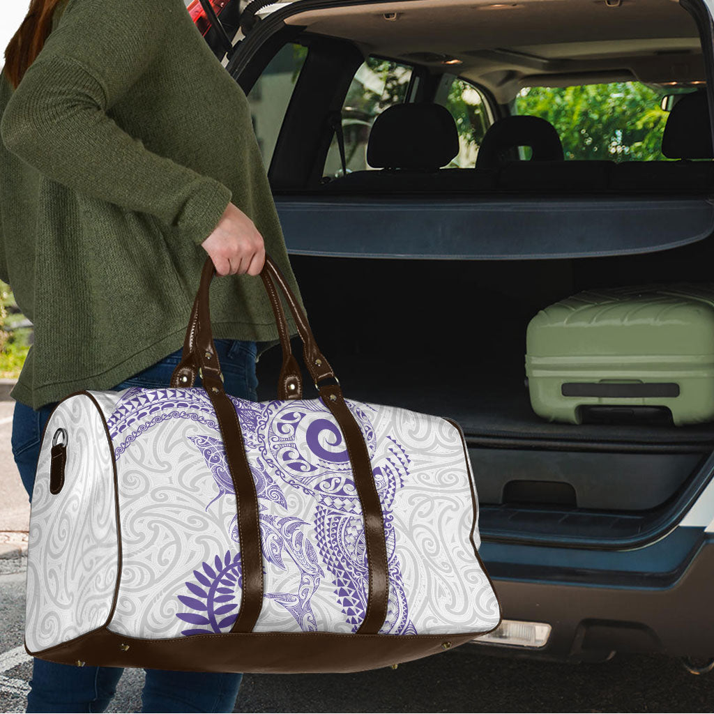 Aotearoa Maori Sea Animals Tribal Travel Bag Manta Ray and Shark Moko Pattern Purple Color LT03 - Polynesian Pride