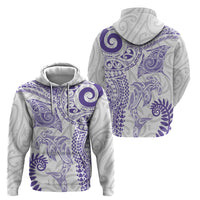 Aotearoa Maori Sea Animals Tribal Zip Hoodie Manta Ray and Shark Moko Pattern Purple Color LT03 - Polynesian Pride