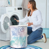 Aotearoa Maori Sea Animals Tribal Laundry Basket Manta Ray and Shark Moko Pattern Sweet Pastel
