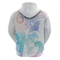 Aotearoa Maori Sea Animals Tribal Hoodie Manta Ray and Shark Moko Pattern Sweet Pastel LT03 - Polynesian Pride