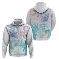 Aotearoa Maori Sea Animals Tribal Hoodie Manta Ray and Shark Moko Pattern Sweet Pastel LT03 - Polynesian Pride