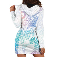 Aotearoa Maori Sea Animals Tribal Hoodie Dress Manta Ray and Shark Moko Pattern Sweet Pastel LT03 - Polynesian Pride