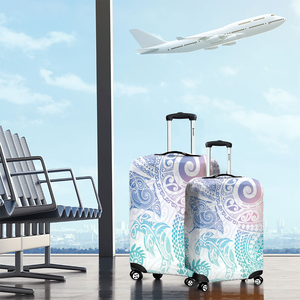 Aotearoa Maori Sea Animals Tribal Luggage Cover Manta Ray and Shark Moko Pattern Sweet Pastel LT03 - Polynesian Pride