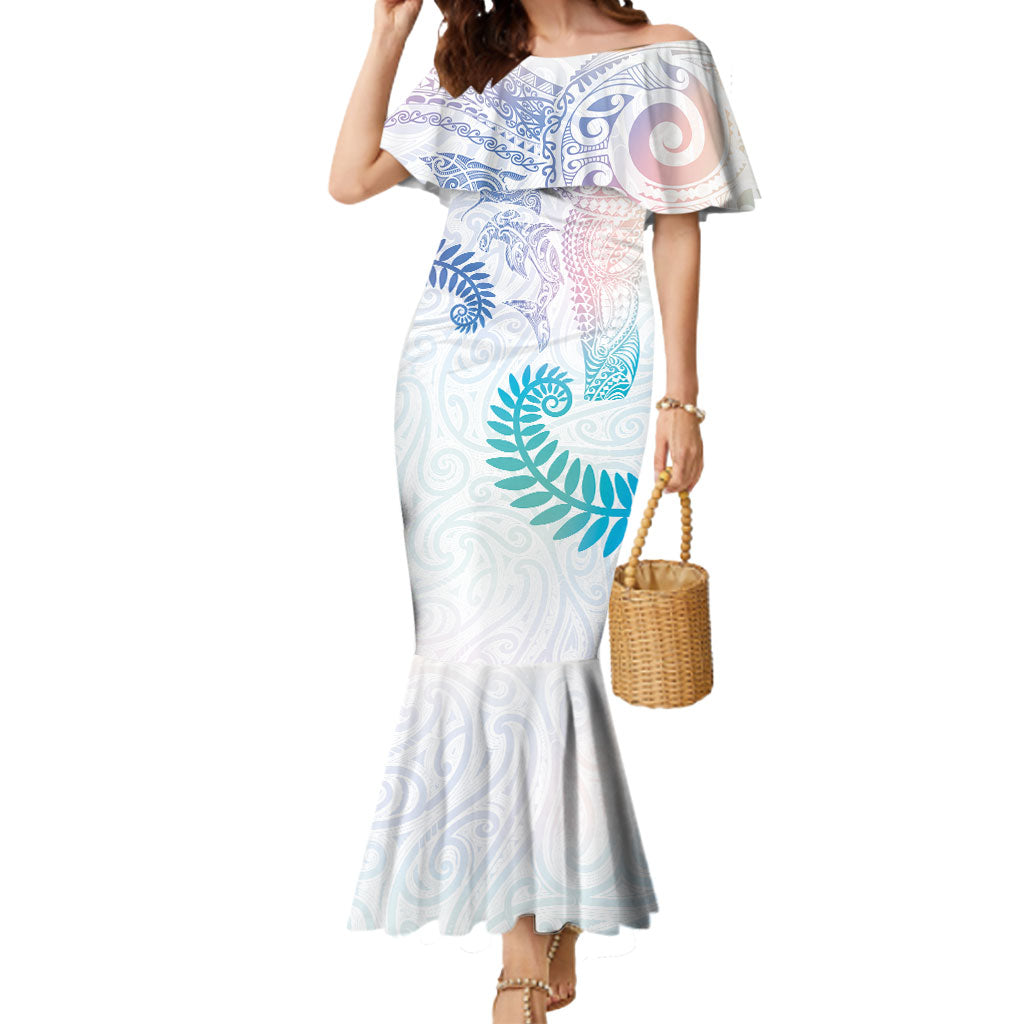 Aotearoa Maori Sea Animals Tribal Mermaid Dress Manta Ray and Shark Moko Pattern Sweet Pastel