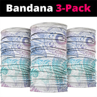 Aotearoa Maori Sea Animals Tribal Neck Gaiter Manta Ray and Shark Moko Pattern Sweet Pastel