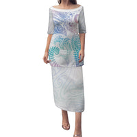 Aotearoa Maori Sea Animals Tribal Puletasi Manta Ray and Shark Moko Pattern Sweet Pastel LT03 Long Dress Multicolor - Polynesian Pride