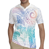 Aotearoa Maori Sea Animals Tribal Rugby Jersey Manta Ray and Shark Moko Pattern Sweet Pastel LT03 - Polynesian Pride